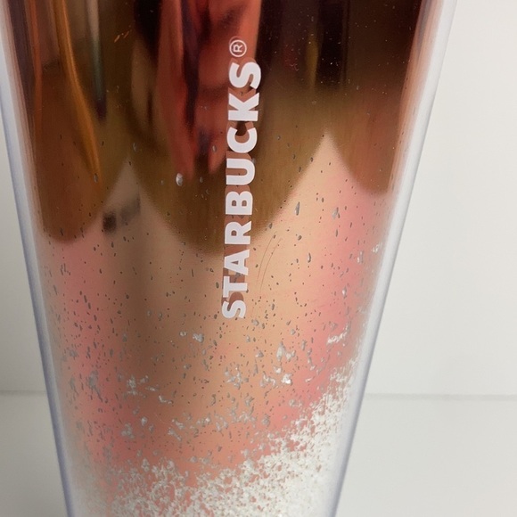 Starbucks Holiday 2019 Mirrored Rose Gold Cascading Snow Globe Venti Tumbler - Picture 3 of 11